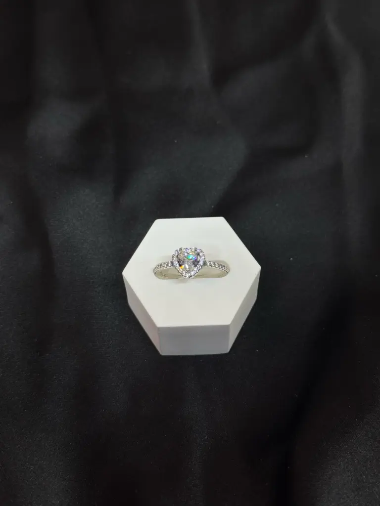 Anillo Corazón Blanco Plata 925
