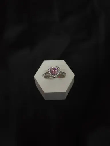 Anillo Plata 925 Corazón Rosado